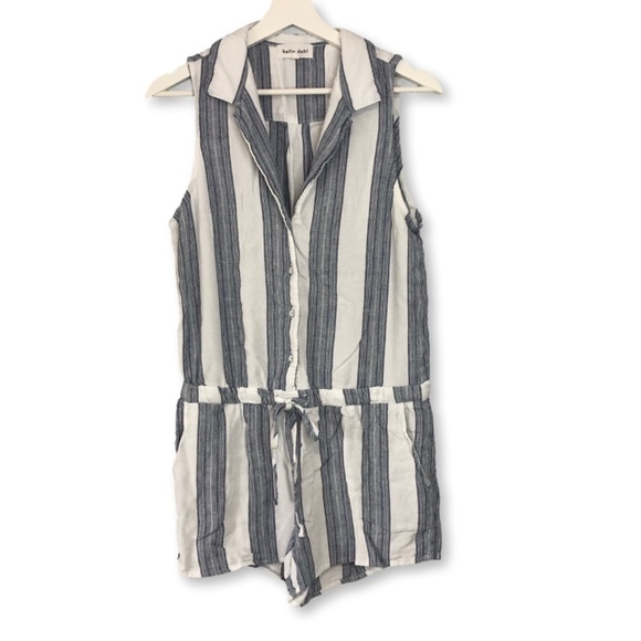 Bella Dahl Striped Sleeveless Romper Size Medium - Picture 2 of 16
